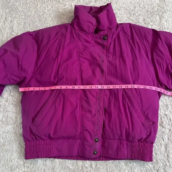 Vintage 90s Eddie Bauer Goose Down Ski Puffer Winter Parka Jacket Retro Pink - Picture 5 of 14